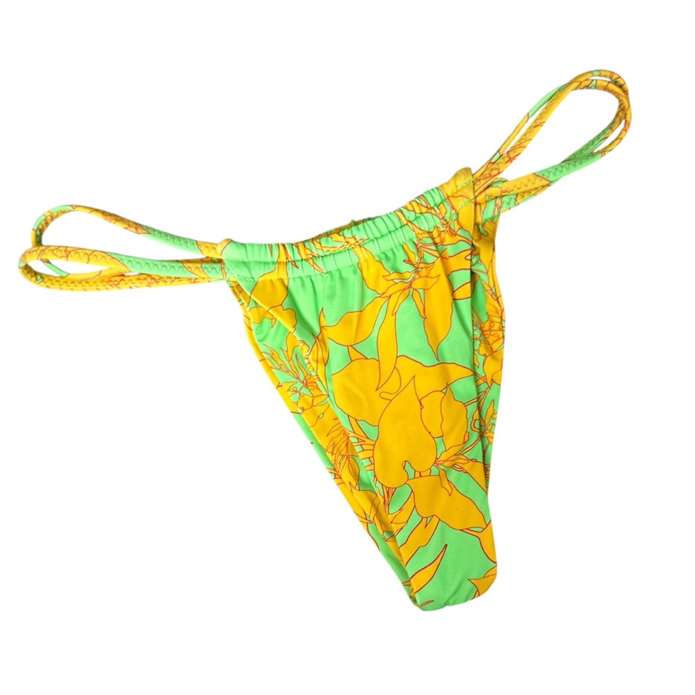 ALOE ALOE HALEIWA Tropical Floral Print Tanga Bikini Bottom Swimwear XS